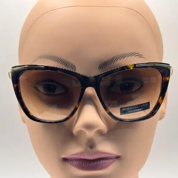 NOS Vintage Y2K Designer Sunglasses BCBG Max Azria | Luxe Tortoise Gold Cat Eye - Picture 2 of 11